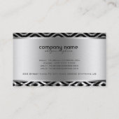 Zwart Roze & Metallic Zilver Geometrisch Patroon Visitekaartje (Achterkant)