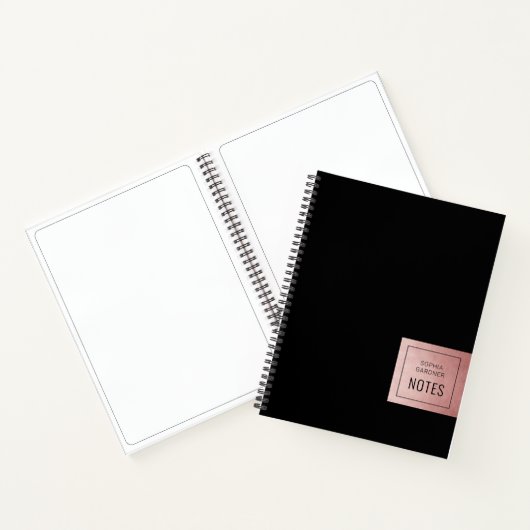 Zwart Roze Minimalistische Gepersonaliseerde Naam  Notitieboek (Binnen)