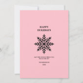 Zwart Roze Minimalistische Sneeuwvlok Happy Holida (Voorkant)