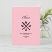 Zwart Roze Minimalistische Sneeuwvlok Happy Holida (Staand voorkant)