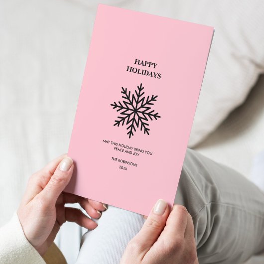 Zwart Roze Minimalistische Sneeuwvlok Happy Holida