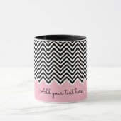 Zwart-roze Modern Chevron Aangepaste TEKST Mok (Midden)