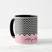 Zwart-roze Modern Chevron Aangepaste TEKST Mok (Voorkant links)