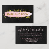 Zwart-roze, moderne handgemaakte spa-bath & body visitekaartje (Voorkant / Achterkant)