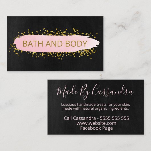 Zwart-roze, moderne handgemaakte spa-bath & body visitekaartje (Voorkant / Achterkant)