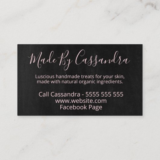 Zwart-roze, moderne handgemaakte spa-bath & body visitekaartje (Achterkant)