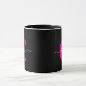 Zwart Roze Moderne Stijlvolle Script Monogram Naam Mok (Midden)
