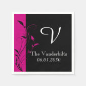 Zwart Roze Monogram Bruiloft Monogram Bruiloft Servet (Voorkant)