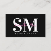 Zwart Roze Monogram MUA Hair Stylist Lash Tech Visitekaartje (Voorkant)