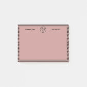 Zwart-roze monogrammen voor promotiezwaai post-it® notes (Voorkant)