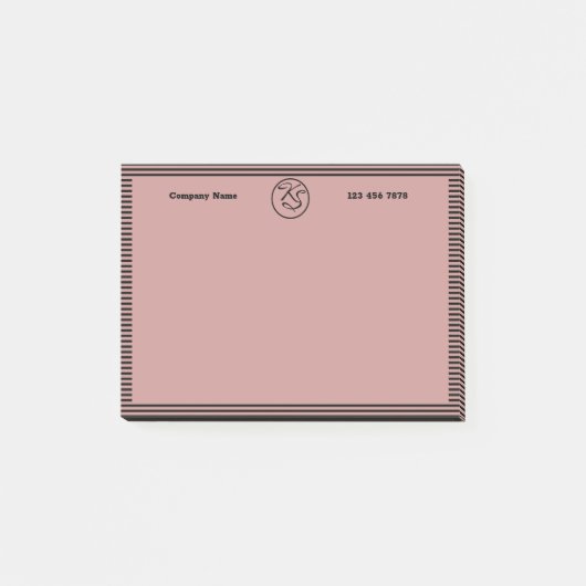Zwart-roze monogrammen voor promotiezwaai post-it® notes (Voorkant)