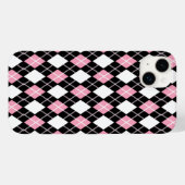 Zwart & Roze Naadloos Argyle Patroon Case-Mate iPhone Case (Achterkant (horizontaal))