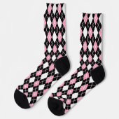 Zwart & Roze Naadloos Argyle Patroon Sokken (Links)