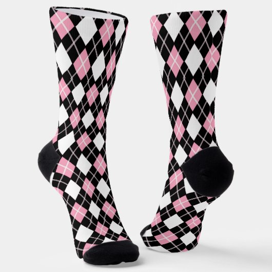 Zwart & Roze Naadloos Argyle Patroon Sokken (Gebogen)
