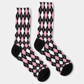 Zwart & Roze Naadloos Argyle Patroon Sokken (Rechts)