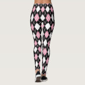 Zwart & Roze Naadloze Argyle Patroon Leggings (Achterkant)