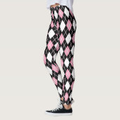 Zwart & Roze Naadloze Argyle Patroon Leggings (Links)