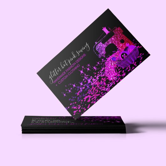 Zwart roze naaimachine voor tapijten visitekaartje