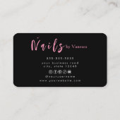 Zwart Roze Nail Technician Moderne Nails Art Salon Visitekaartje (Achterkant)