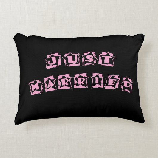 Zwart roze net getrouwd decoratief kussen (Voorkant)
