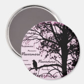 Zwart & Roze Nevermore Raven Silhouet Magneet (Voorkant / Achterkant)