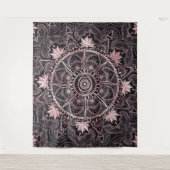 Zwart Roze Ogen Mandala Wandkleed (Voorkant)