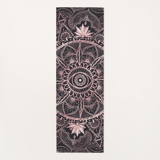 Zwart Roze Ogen Mandala Yogamat (Voorkant)