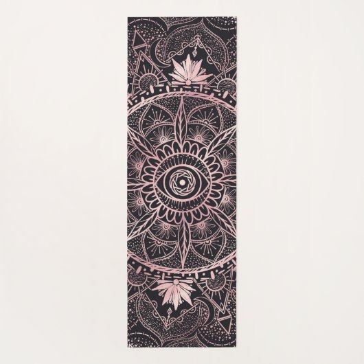 Zwart Roze Ogen Mandala Yogamat (Achterkant)