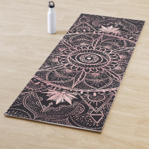 Zwart Roze Ogen Mandala Yogamat