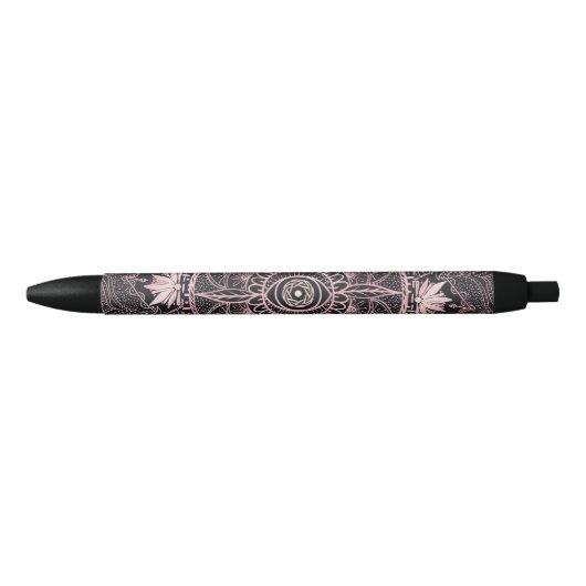 Zwart Roze Ogen Mandala Zwarte Inkt Pen (Voorkant)