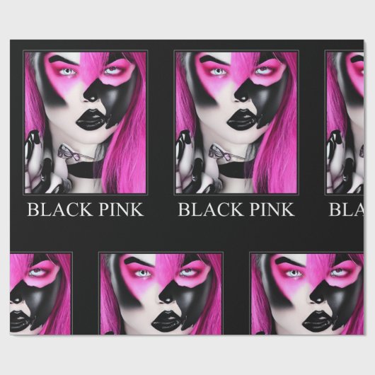 Zwart roze omlooppapier cadeaupapier (Vlak)