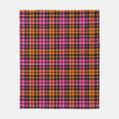 Zwart Roze Oranje Geruit Tartan Design Fleece Deken (Voorkant)