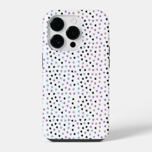 Zwart Roze Paarse Blauwe Harten Monogram Patroon iPhone 14 Plus Hoesje