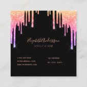 Zwart roze paarse druppels make-up haar vierkante visitekaartje (Achterkant)