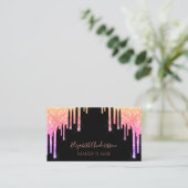 Zwart roze paarse glitter druppels make-up haar visitekaartje (Staand voorkant)