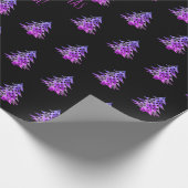 Zwart roze Paarse kerstboomstructuur Naam toevoege Cadeaupapier (Hoek)