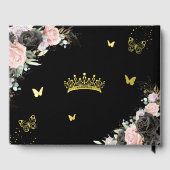 Zwart Roze Paarse Lila Bloemen Quinceañera Foto Gastenboek (Achterkant)