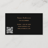 Zwart roze paarse QR code glitter drips Visitekaartje (Achterkant)