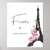 Zwart roze Parijs minimalistische gunsten neem er  Poster (Voorkant)