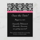 Zwart Roze Passion Damask Save the Date Kaart (Voorkant)
