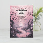 Zwart & Roze Pastel Gothic Graveyard Halloween Par Kaart (Staand voorkant)