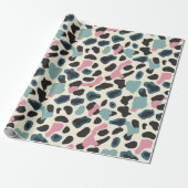 Zwart Roze Pastel Leopard Spots Cadeaupapier (Uitgerold)