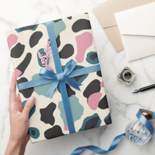 Zwart Roze Pastel Luipaard Vlekken Cadeaupapier