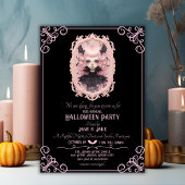Zwart&Roze Pasteloween Spooky Halloween Feest Kaart