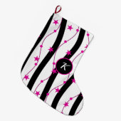 Zwart roze patroon grote kerstsok (Voorkant (Hangend))