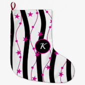 Zwart roze patroon grote kerstsok (Voorkant)