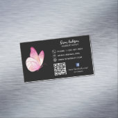 Zwart roze perzik vlinder QR code Facebook Magnetisch Visitekaartje (Voorbeeld)