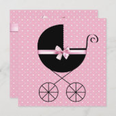 Zwart Roze Polka Dot Baby shower Kaart (Voorkant / Achterkant)