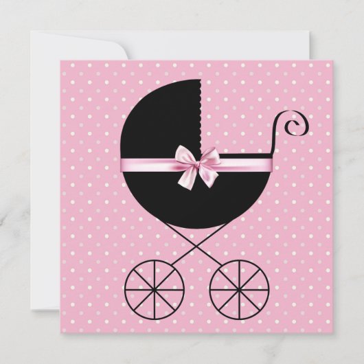 Zwart Roze Polka Dot Baby shower Kaart (Voorkant)