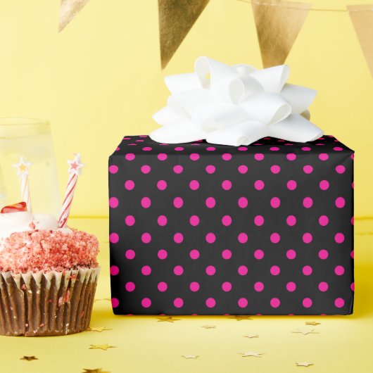 Zwart-roze pooldots cadeaupapier (Verjaardagsfeest)